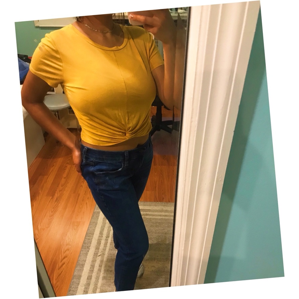 Cute wrapped mustard yellow shirt